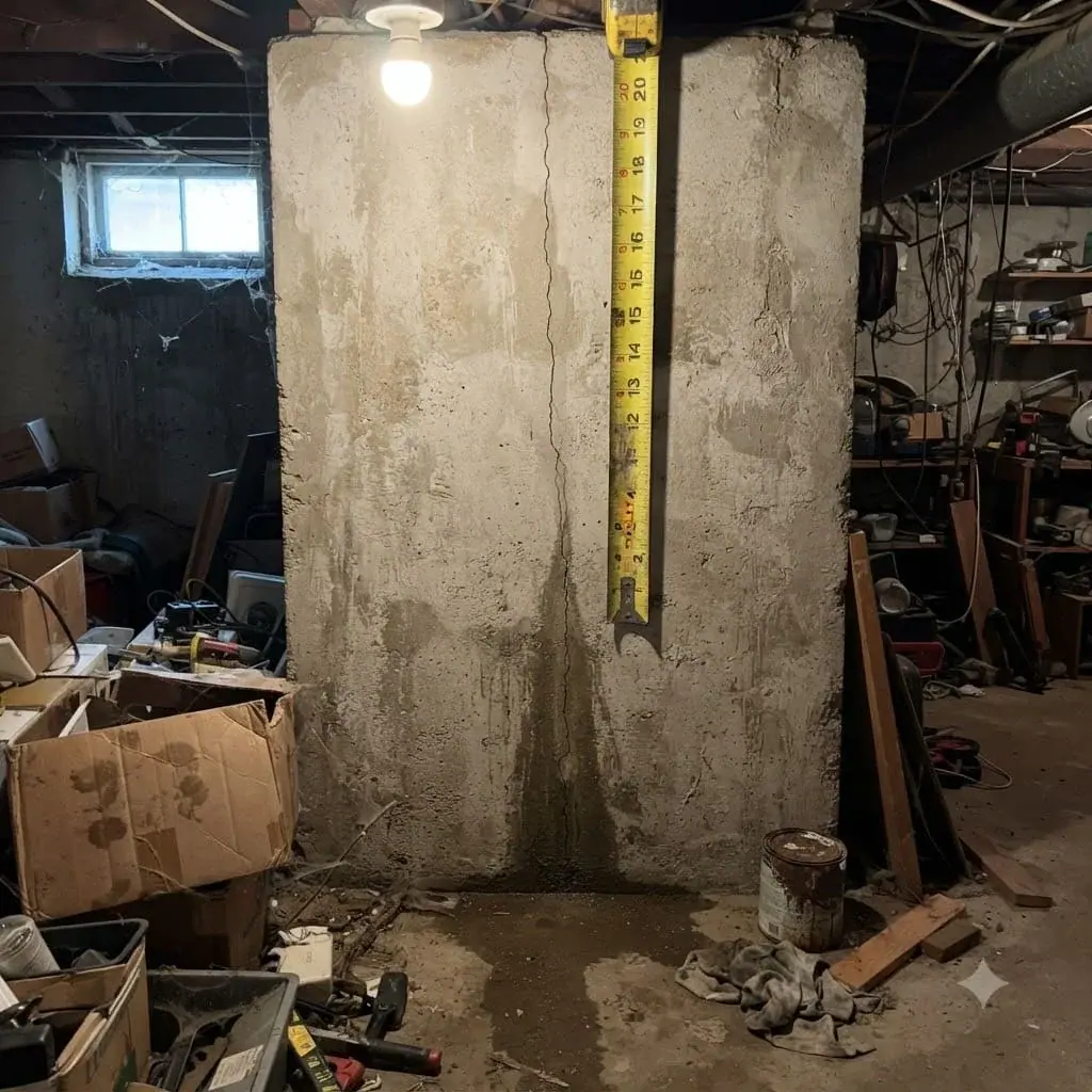 Vertical crack in a concrete basement wall