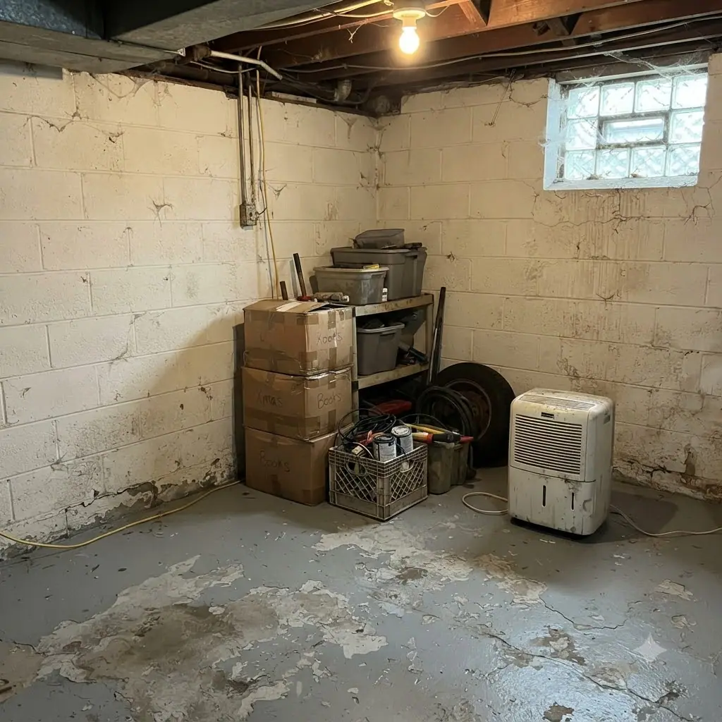 Dry basement with a sealed floor